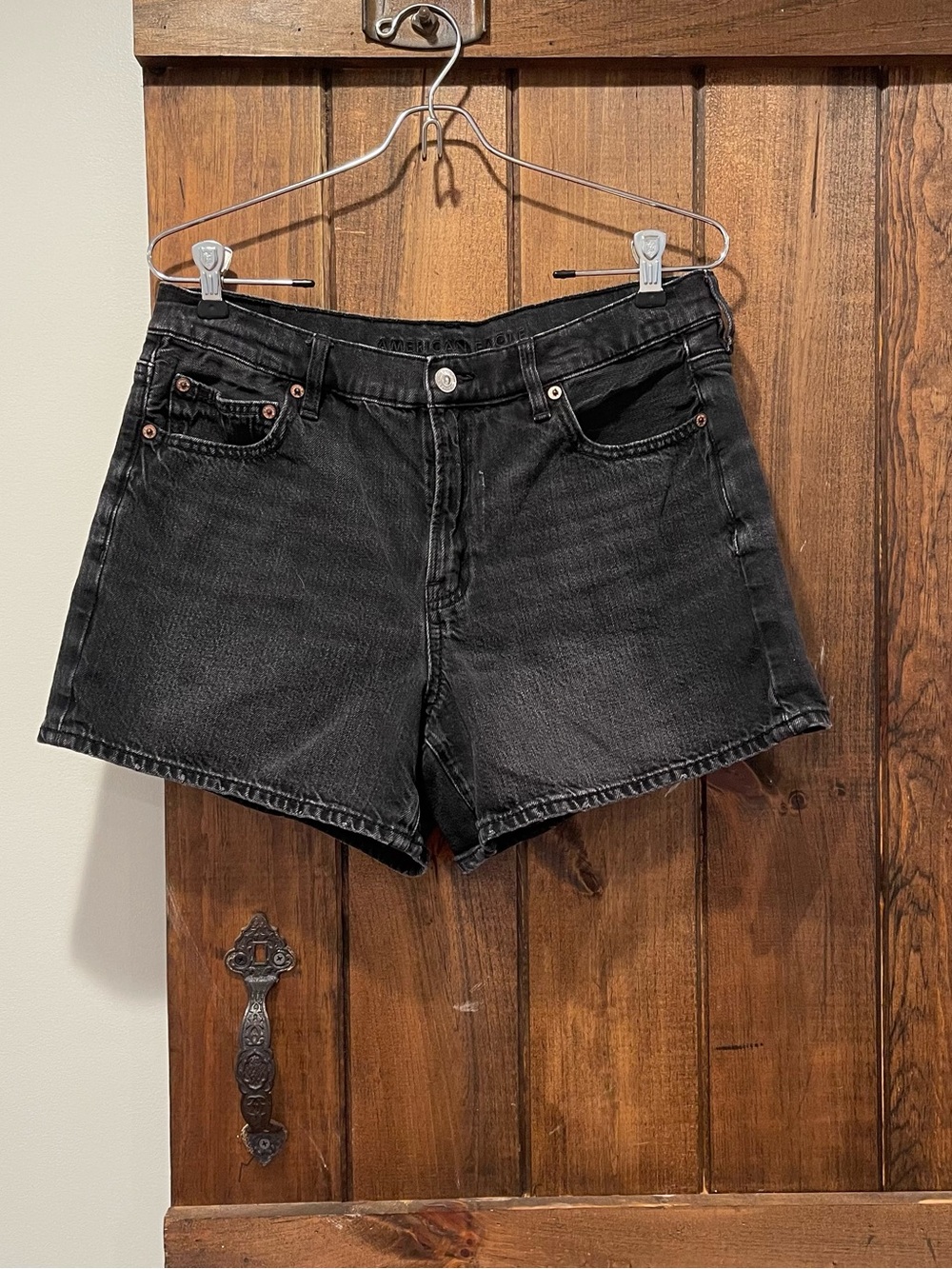 American Eagle The Perfect Short Strigid Washed Black Denim Jean Shorts 8